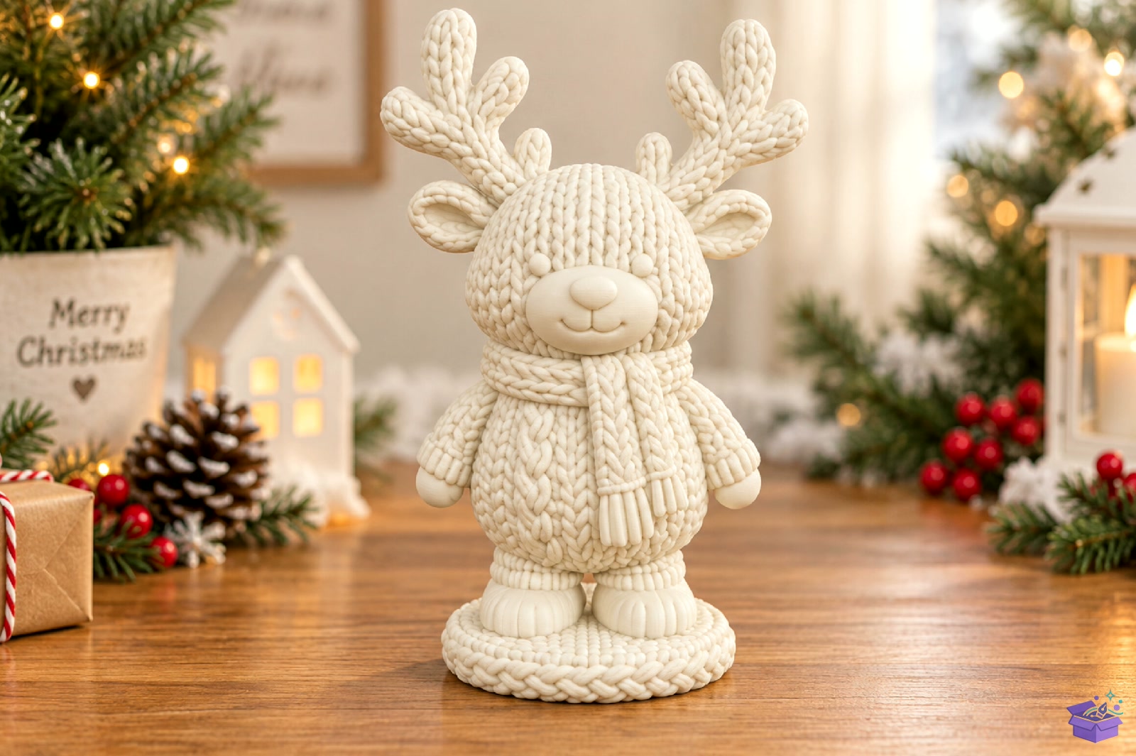 Cute Ren Geyiği Yılbaşı Figurine STL 3D - 3D Baskı ve Model Dosyası (STL, OBJ, 3MF) - detaylı önizleme 3