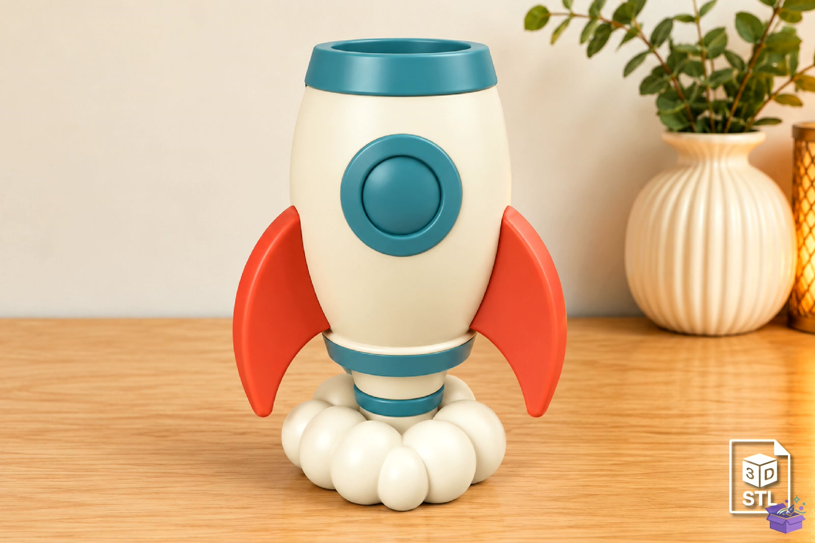 Rocket Masaüstü Kalemlik STL 3D Baskı - 3D Baskı ve Model Dosyası (STL, OBJ, 3MF)