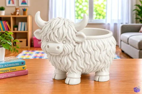 Highland Cow Saksı Tasarımı STL 3D Baskı File - 3D Baskı ve Model Dosyası (STL, OBJ, 3MF) - 3D Baskı  İndir (STL, OBJ, 3MF)