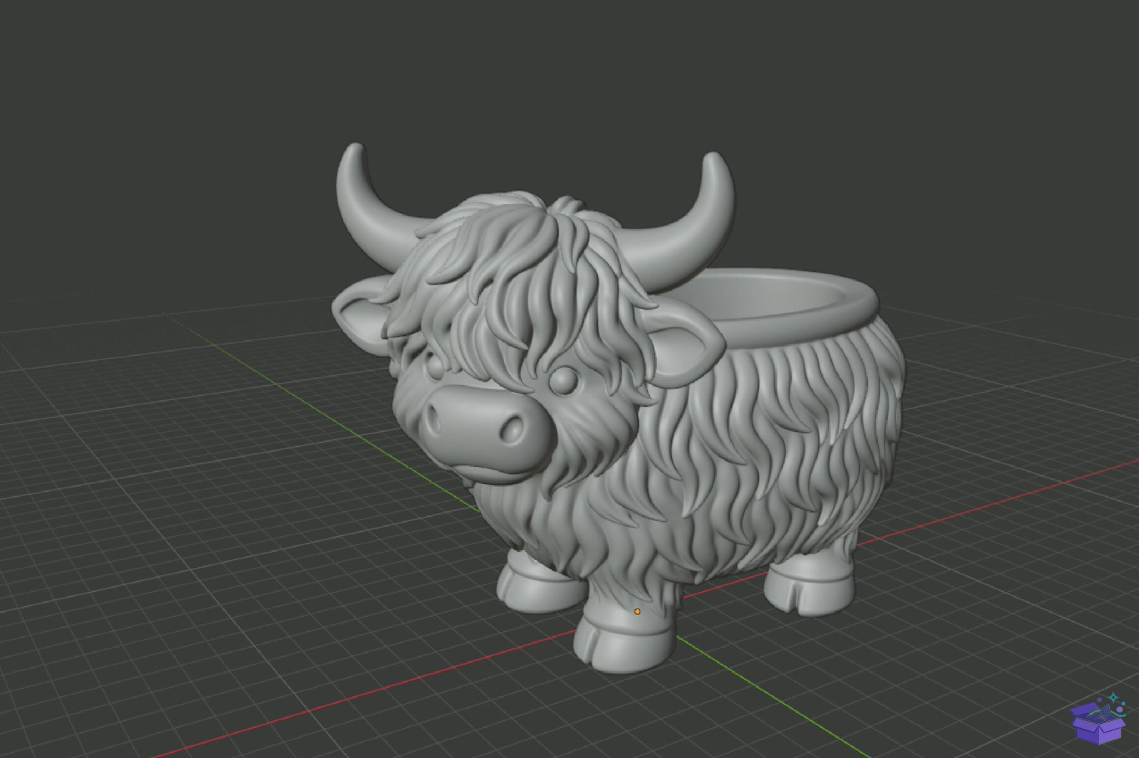 Highland Cow Saksı Tasarımı STL 3D Baskı File - 3D Baskı ve Model Dosyası (STL, OBJ, 3MF) - detaylı önizleme 5