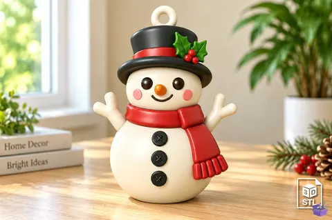 Cute Snowman Süs STL 3D Baskı - 3D Baskı ve Model Dosyası (STL, OBJ, 3MF) - 3D Baskı  İndir (STL, OBJ, 3MF)