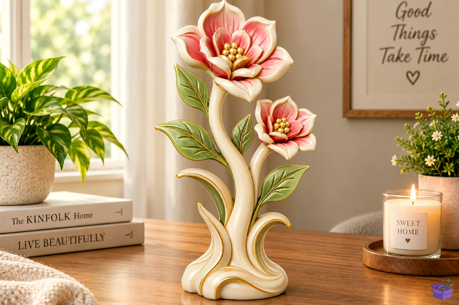 Floral Decorative Heykel Biblo STL 3D Baskı - 3D Baskı ve Model Dosyası (STL, OBJ, 3MF) - detaylı önizleme 2