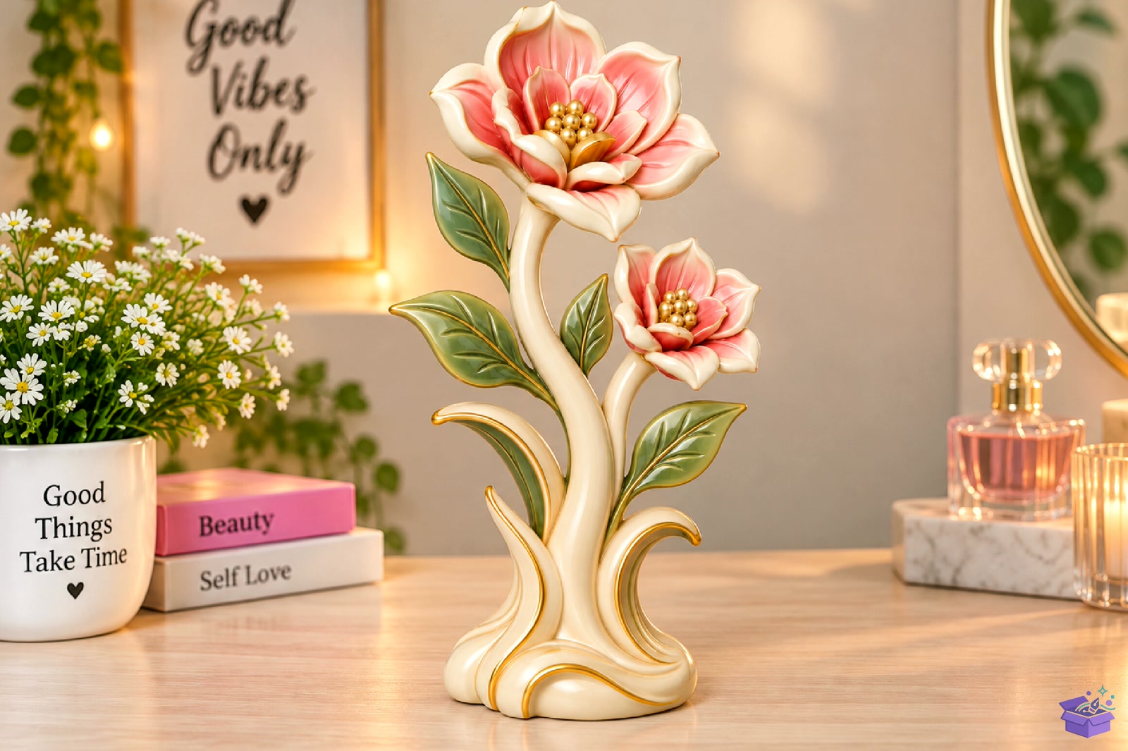 Floral Decorative Heykel Biblo STL 3D Baskı - 3D Baskı ve Model Dosyası (STL, OBJ, 3MF) - detaylı önizleme 3