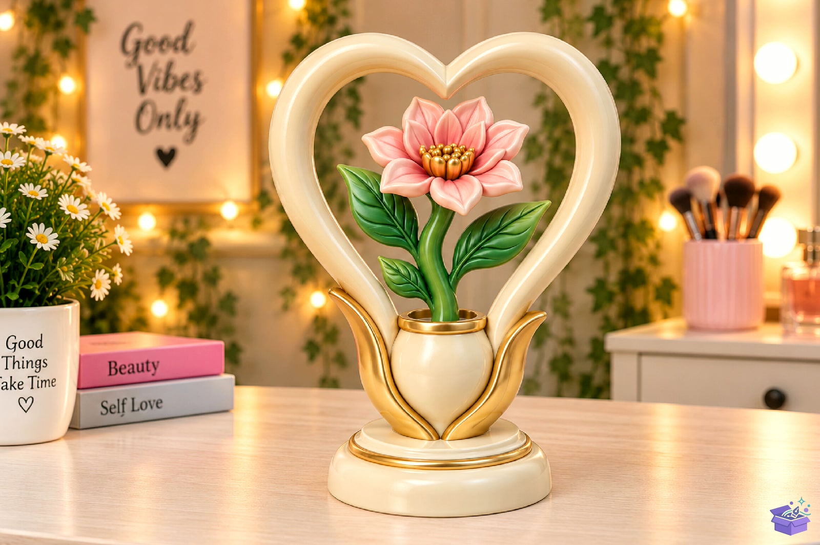 Kalp Temalı Çiçek Decorative Heykel Biblo STL 3D - 3D Baskı ve Model Dosyası (STL, OBJ, 3MF) - detaylı önizleme 2