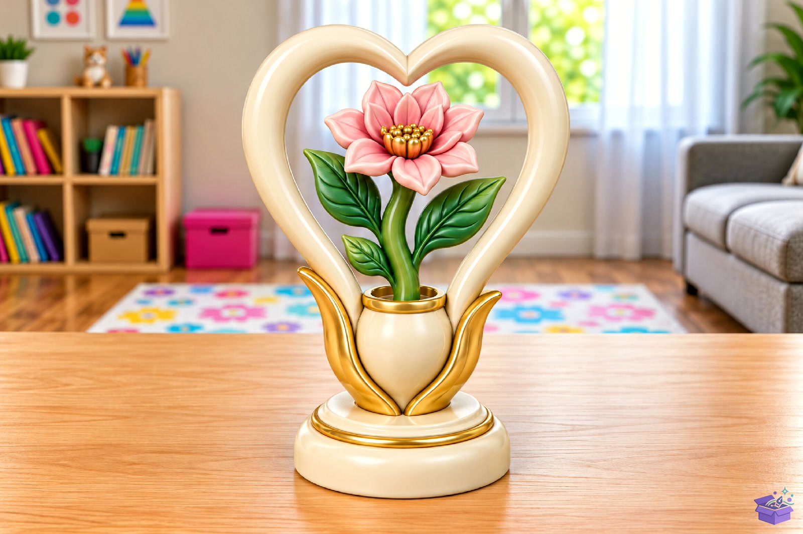 Kalp Temalı Çiçek Decorative Heykel Biblo STL 3D - 3D Baskı ve Model Dosyası (STL, OBJ, 3MF) - detaylı önizleme 3