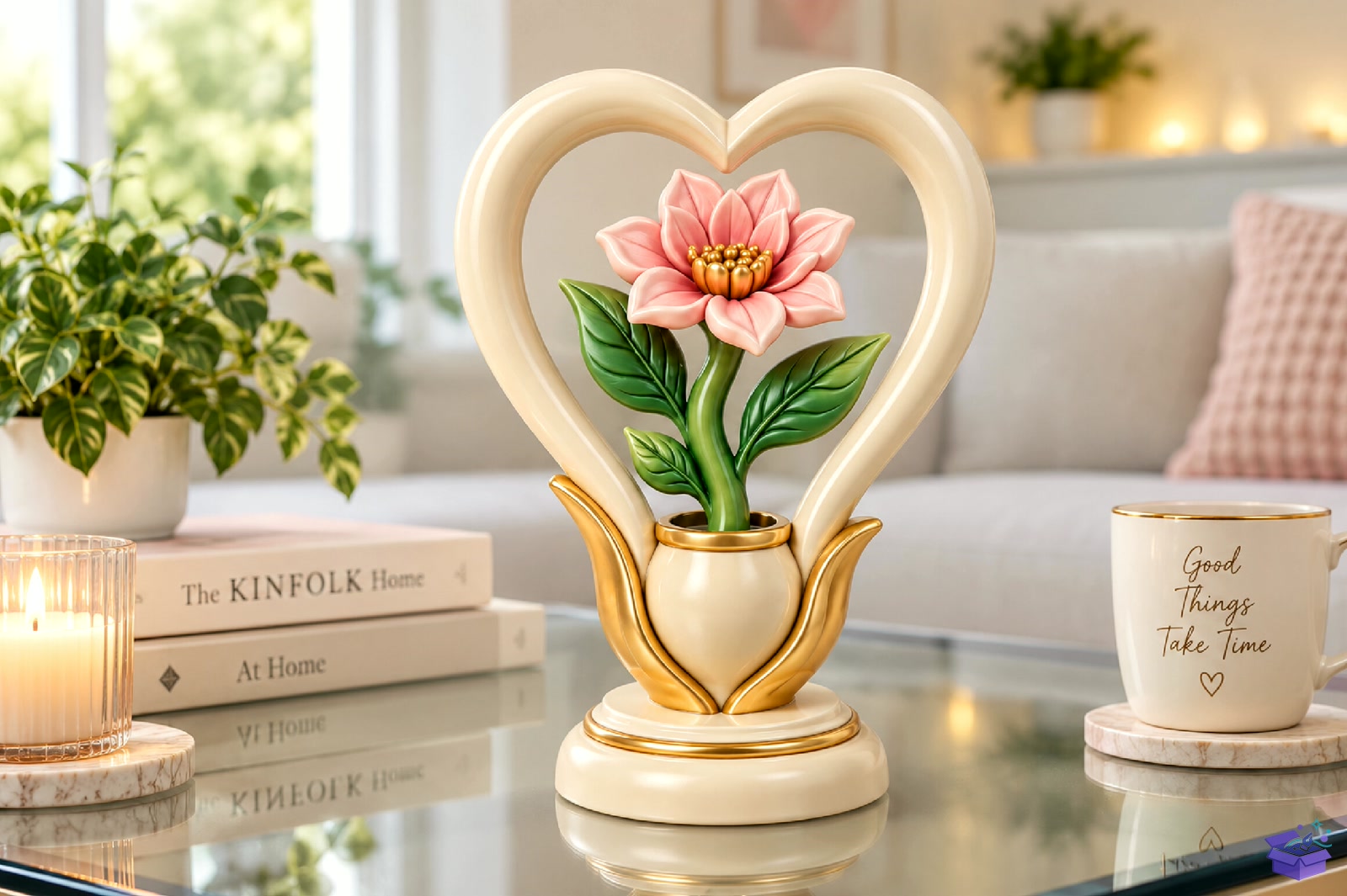 Kalp Temalı Çiçek Decorative Heykel Biblo STL 3D - 3D Baskı ve Model Dosyası (STL, OBJ, 3MF) - detaylı önizleme 5