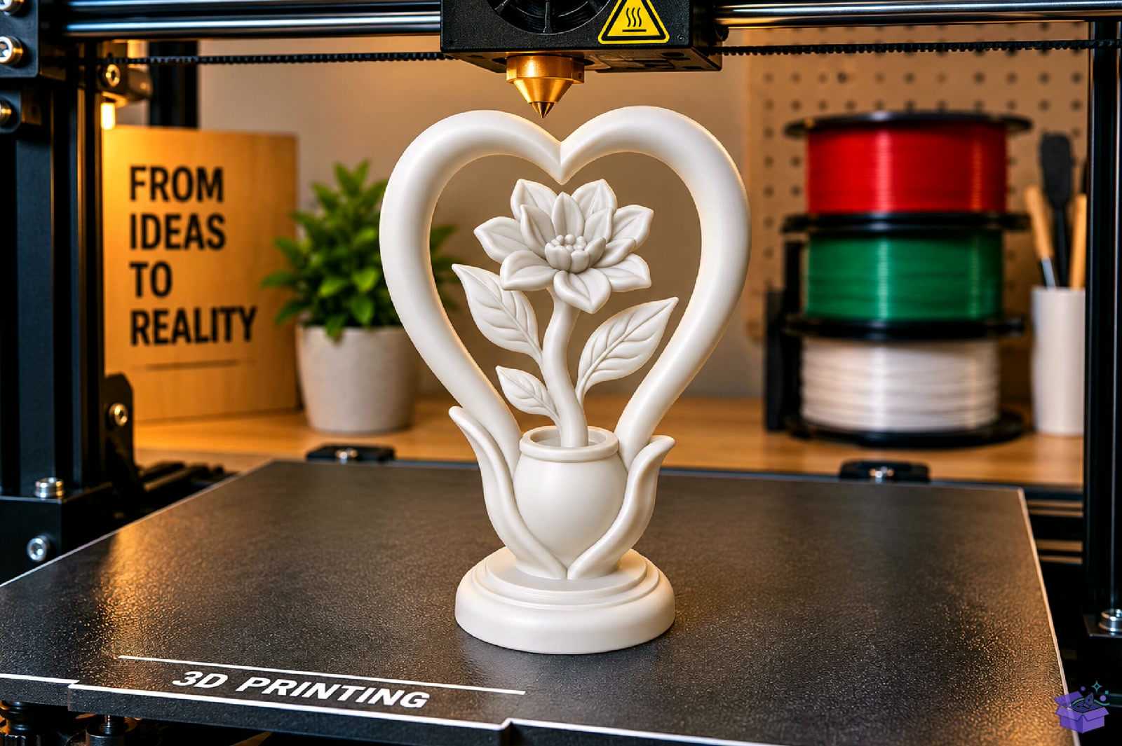 Kalp Temalı Çiçek Decorative Heykel Biblo STL 3D - 3D Baskı ve Model Dosyası (STL, OBJ, 3MF) - detaylı önizleme 6