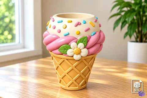 Ice Cream Sundae Masaüstü Kalemlik STL 3D - 3D Baskı ve Model Dosyası (STL, OBJ, 3MF) - 3D Baskı  İndir (STL, OBJ, 3MF)