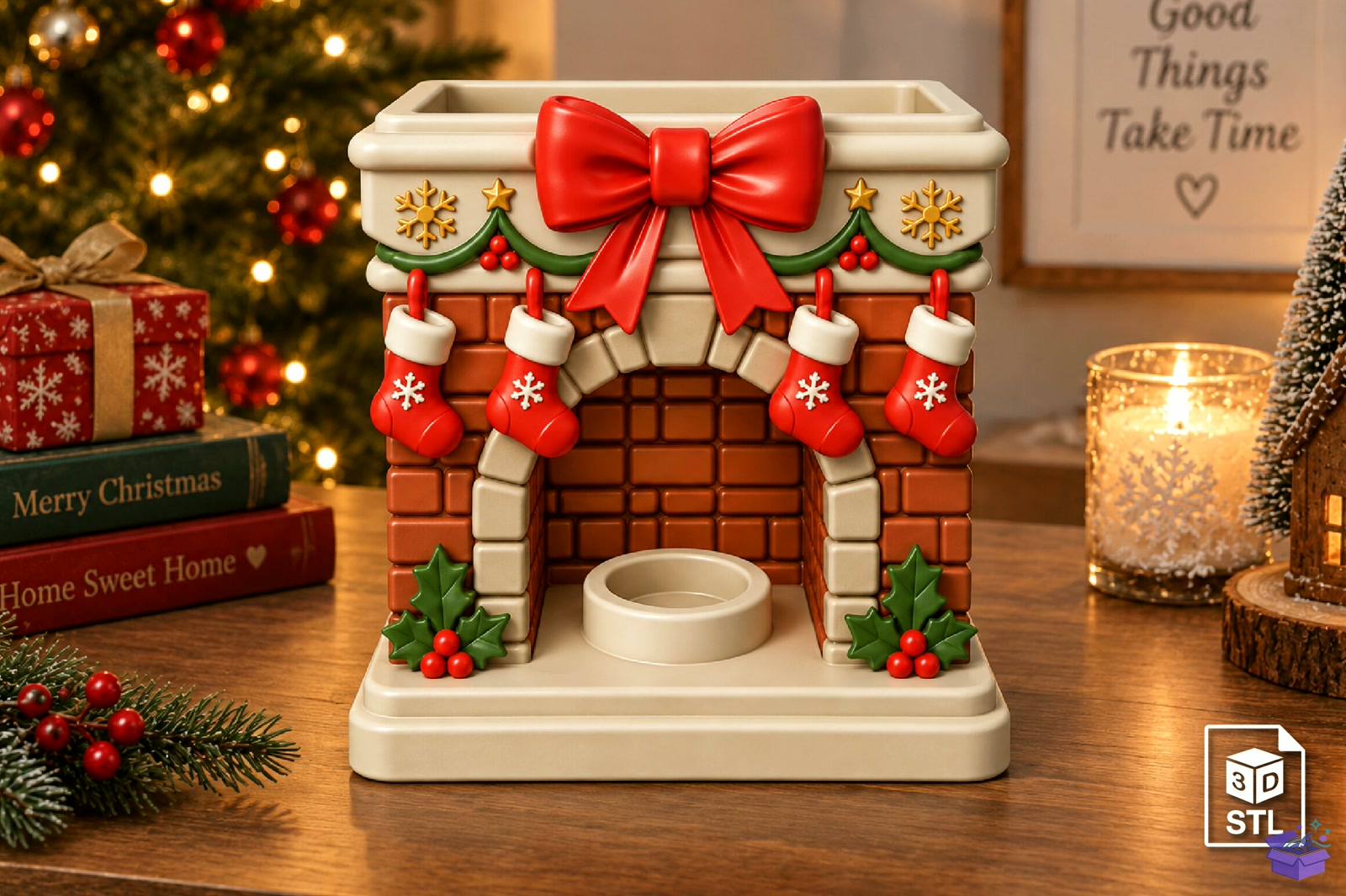 Yılbaşı Fireplace Candle STL 3D Baskı - 3D Baskı ve Model Dosyası (STL, OBJ, 3MF)