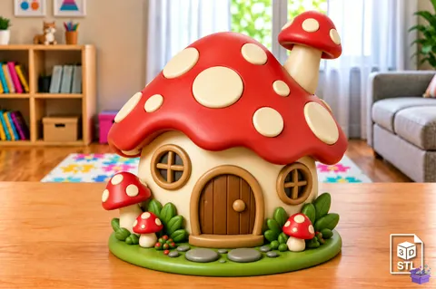 Mushroom Fairy House STL 3D Baskı - 3D Baskı ve Model Dosyası (STL, OBJ, 3MF) - 3D Baskı  İndir (STL, OBJ, 3MF)