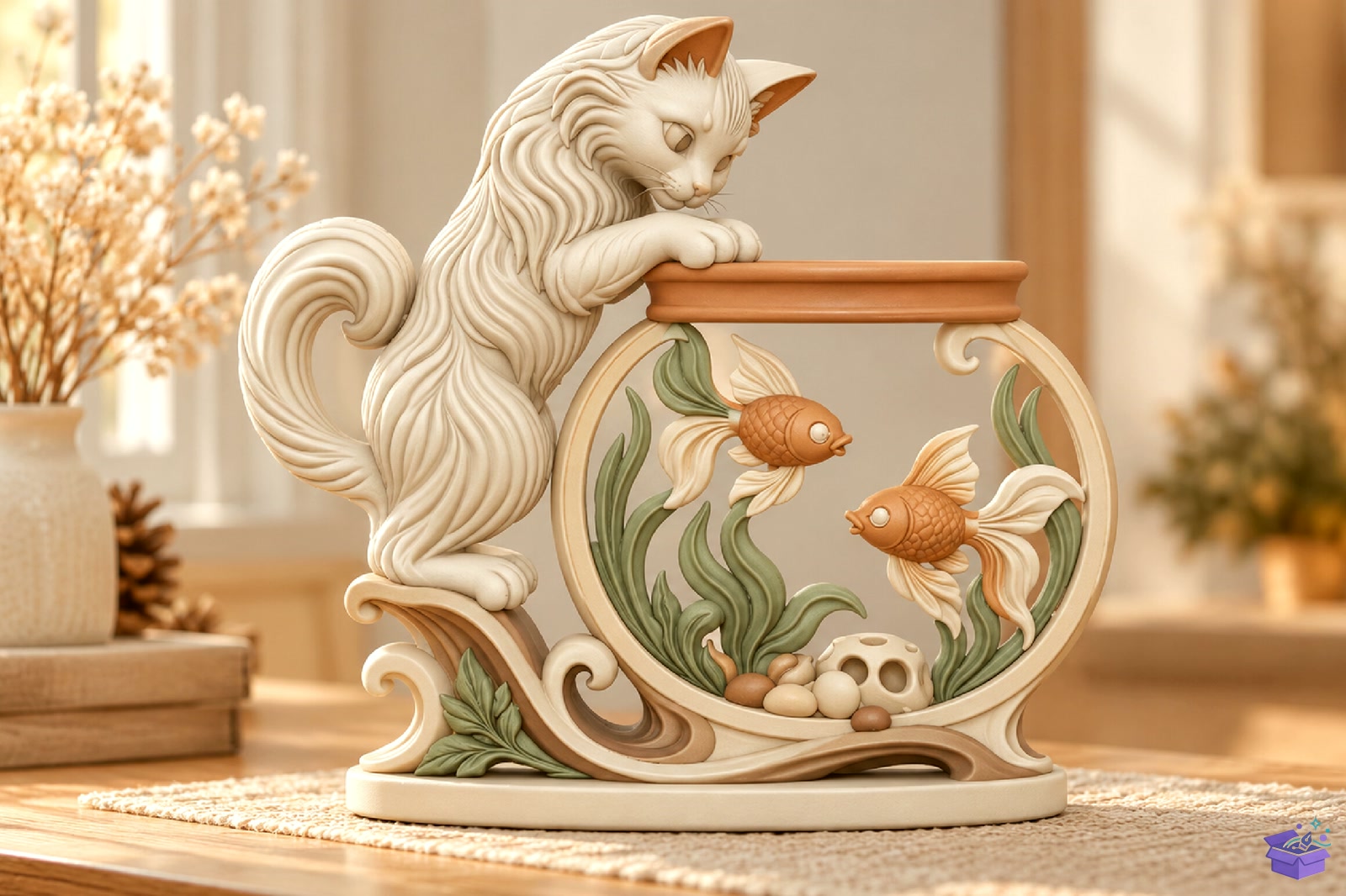 Kedi Aquarium Sculpture 3D STL - 3D Baskı ve Model Dosyası (STL, OBJ, 3MF) - detaylı önizleme 4