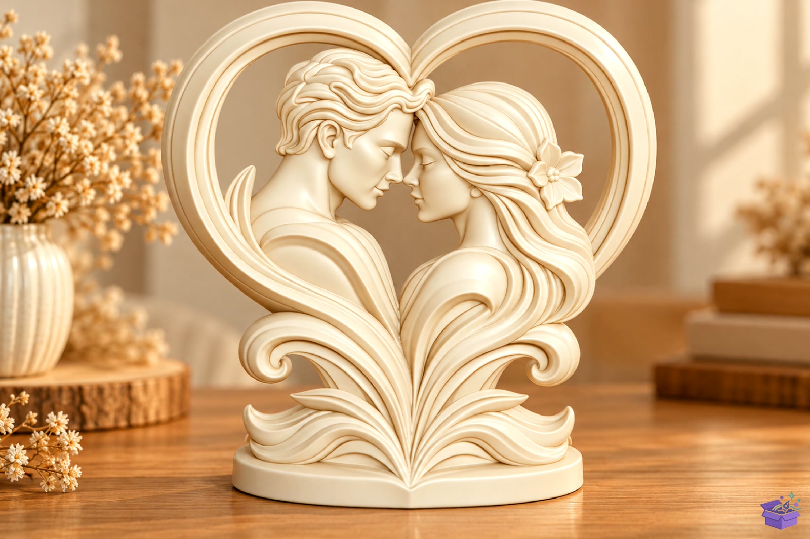 Romantic Couple Kalp Temalı Sculpture 3D STL - 3D Baskı ve Model Dosyası (STL, OBJ, 3MF) - detaylı önizleme 2