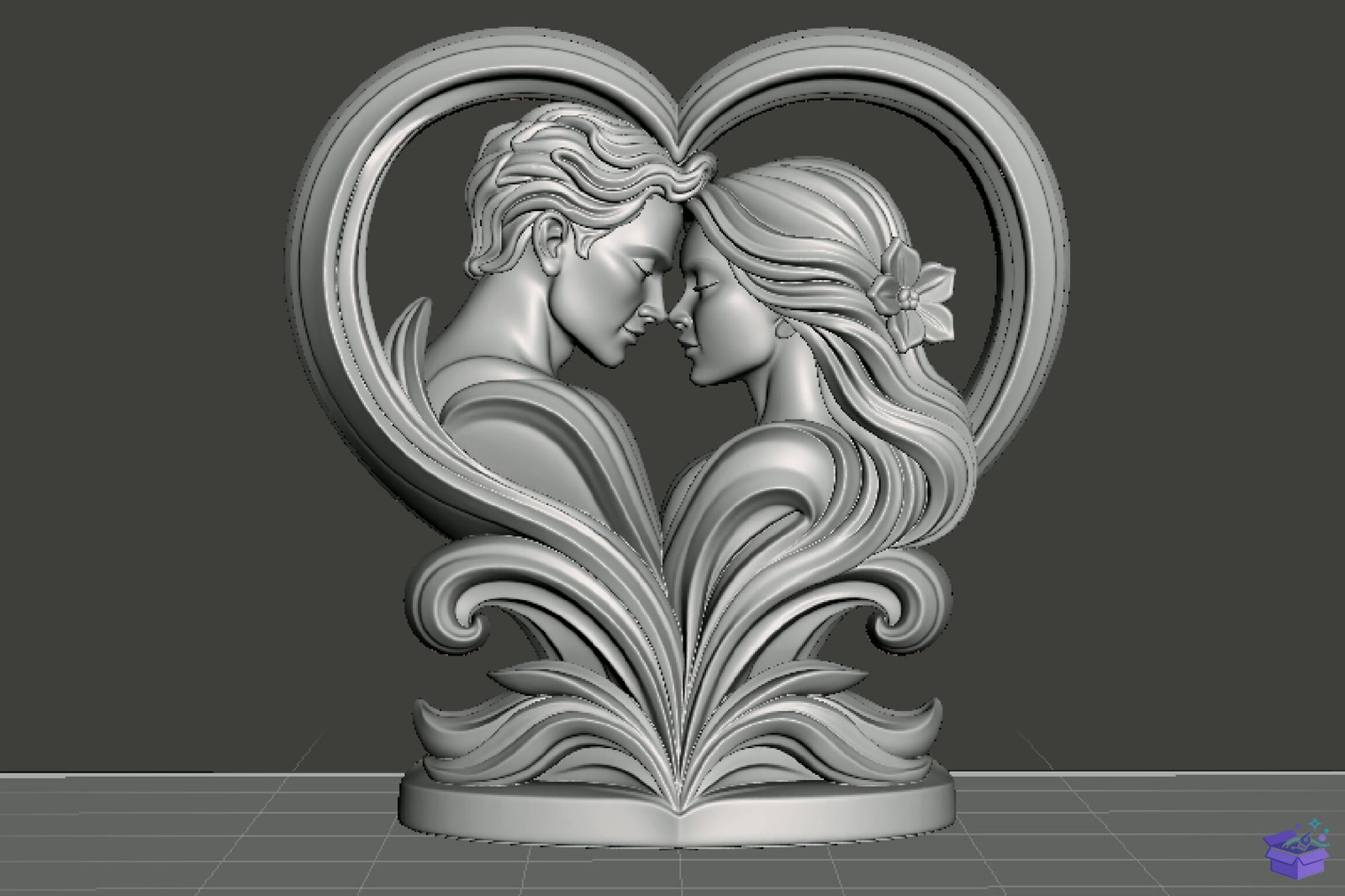 Romantic Couple Kalp Temalı Sculpture 3D STL - 3D Baskı ve Model Dosyası (STL, OBJ, 3MF) - detaylı önizleme 3