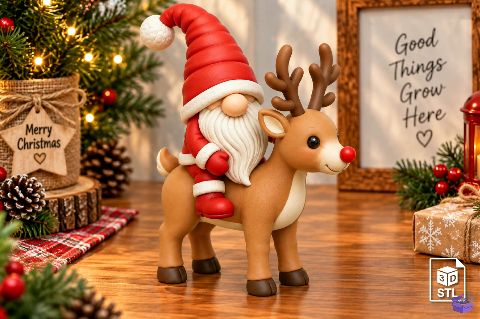 Yılbaşı Ren Geyiği Gnome STL 3D Baskı - 3D Baskı ve Model Dosyası (STL, OBJ, 3MF)