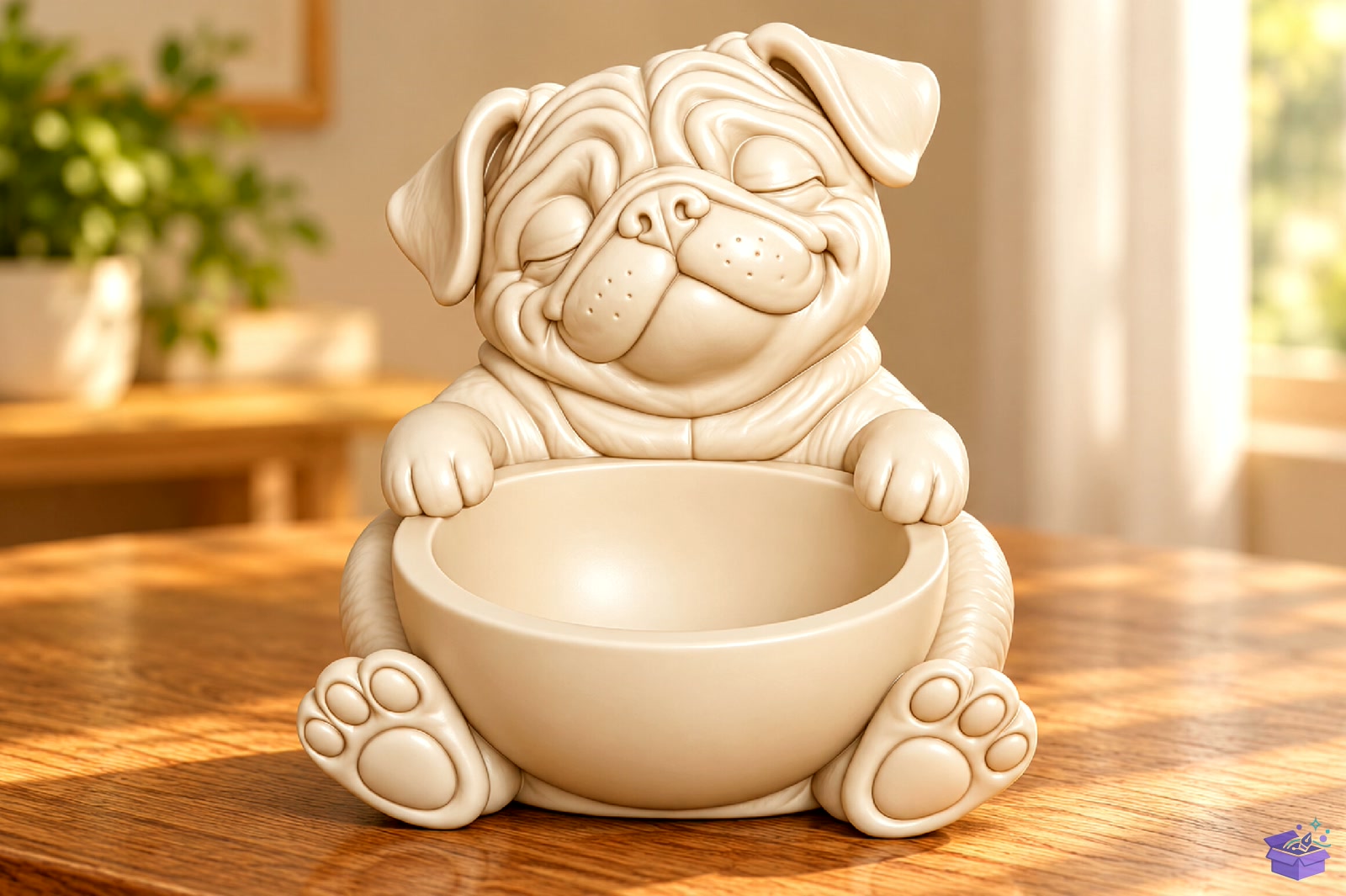 Cute Pug Bowl 3D STL - 3D Baskı ve Model Dosyası (STL, OBJ, 3MF) - detaylı önizleme 2