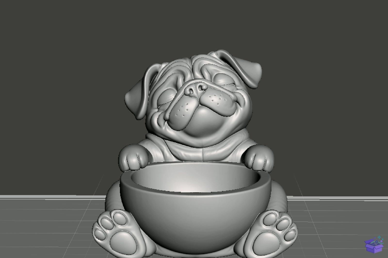 Cute Pug Bowl 3D STL - 3D Baskı ve Model Dosyası (STL, OBJ, 3MF) - detaylı önizleme 3