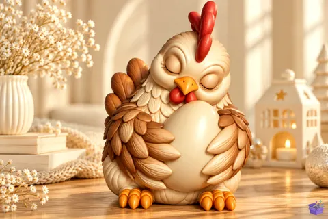 Sleeping Hen With Egg 3D STL - 3D Baskı ve Model Dosyası (STL, OBJ, 3MF) - 3D Baskı  İndir (STL, OBJ, 3MF)