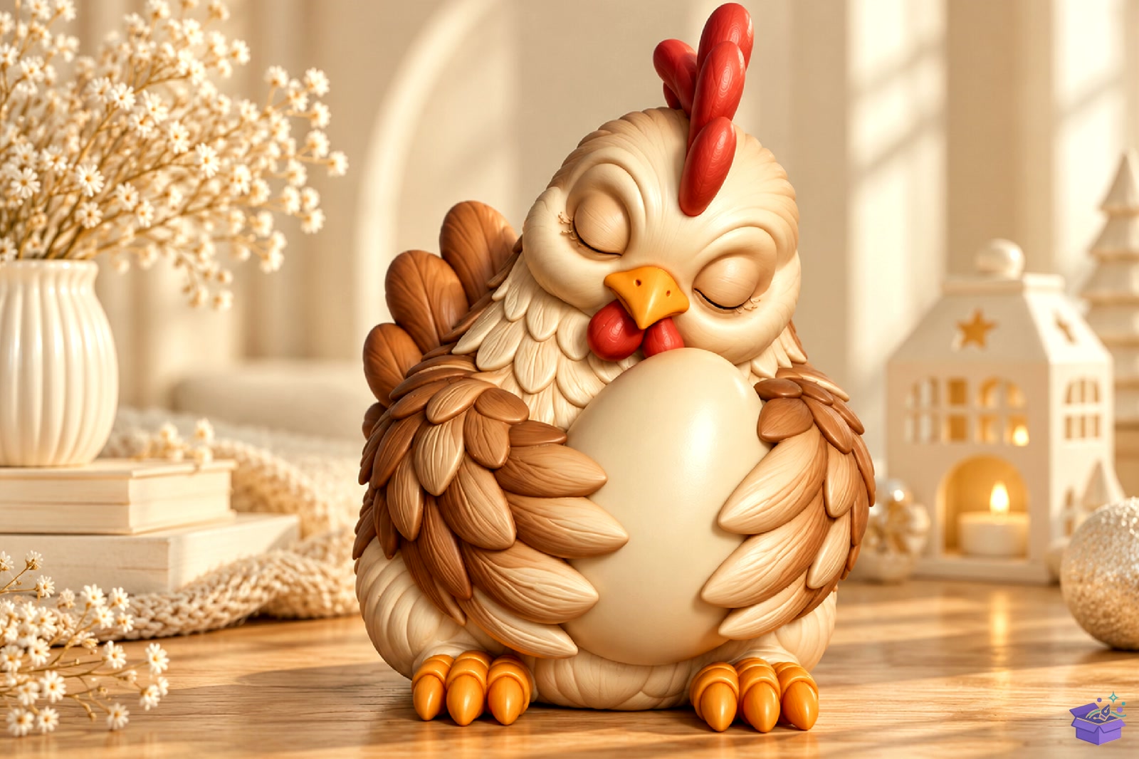 Sleeping Hen With Egg 3D STL - 3D Baskı ve Model Dosyası (STL, OBJ, 3MF) - detaylı önizleme 4