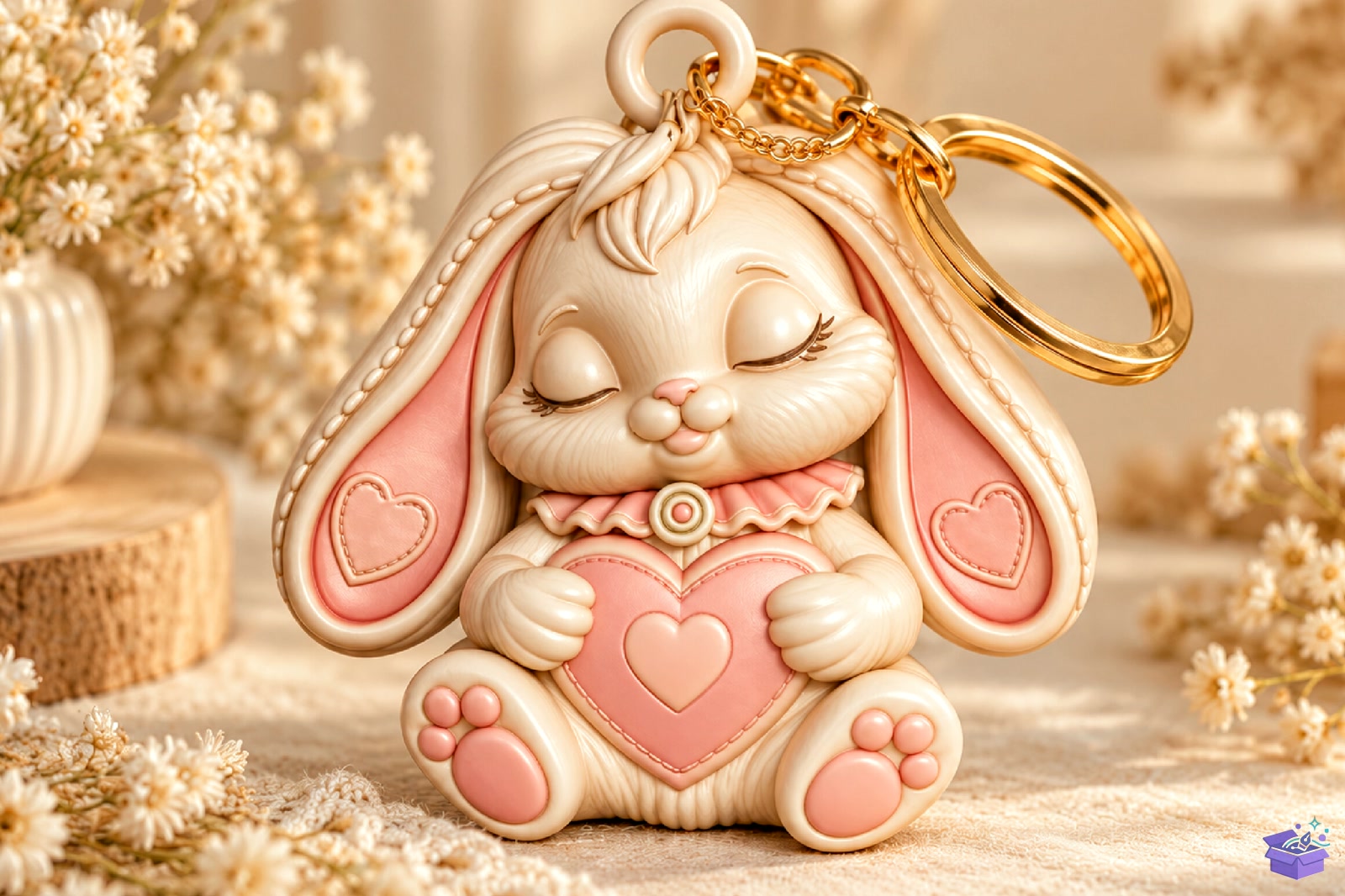 Cute Sleeping Bunny Kalp Temalı Anahtarlık 3D ST - 3D Baskı ve Model Dosyası (STL, OBJ, 3MF)