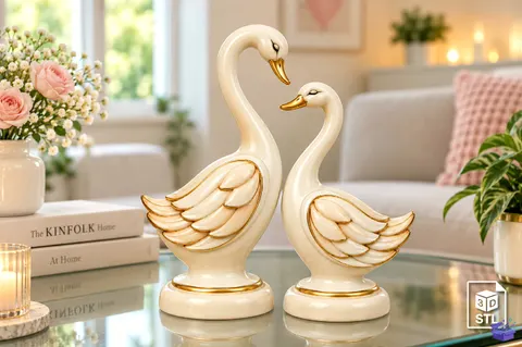 Swan Couple Decorative Heykel Biblo 3D Baskı - 3D Baskı ve Model Dosyası (STL, OBJ, 3MF) - 3D Baskı  İndir (STL, OBJ, 3MF)
