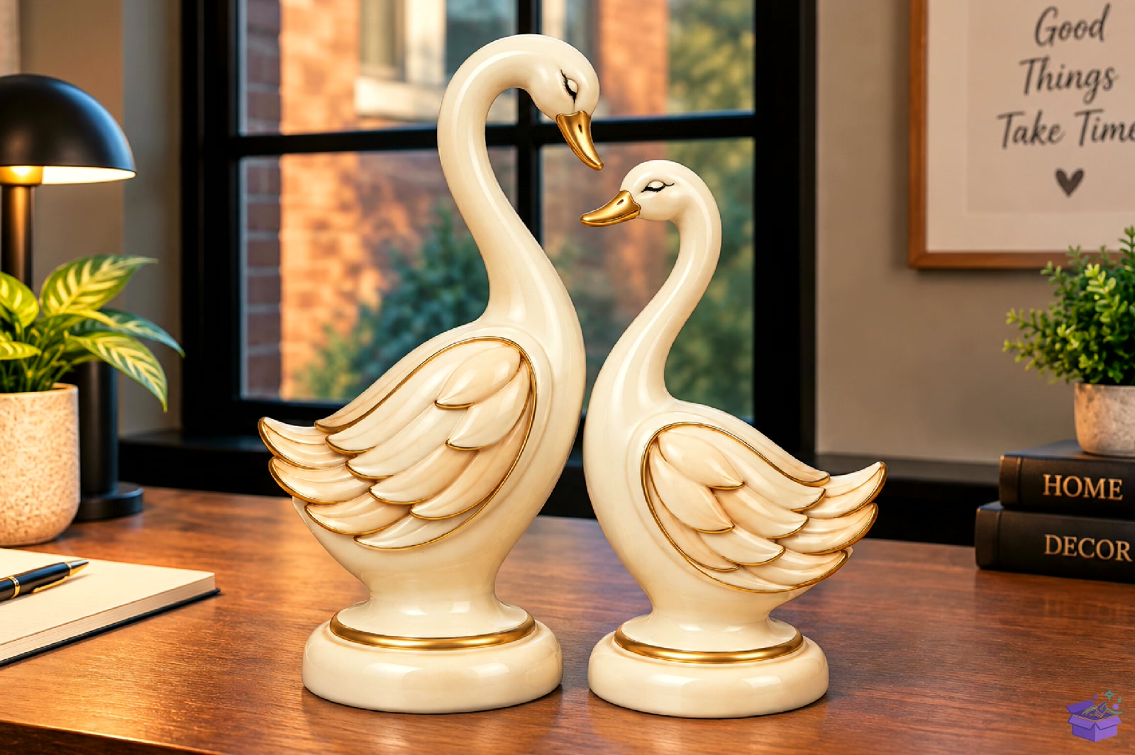 Swan Couple Decorative Heykel Biblo 3D Baskı - 3D Baskı ve Model Dosyası (STL, OBJ, 3MF) - detaylı önizleme 2