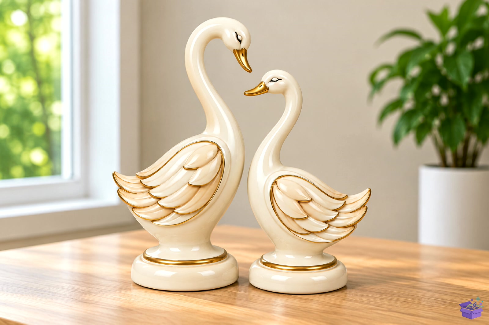 Swan Couple Decorative Heykel Biblo 3D Baskı - 3D Baskı ve Model Dosyası (STL, OBJ, 3MF) - detaylı önizleme 4