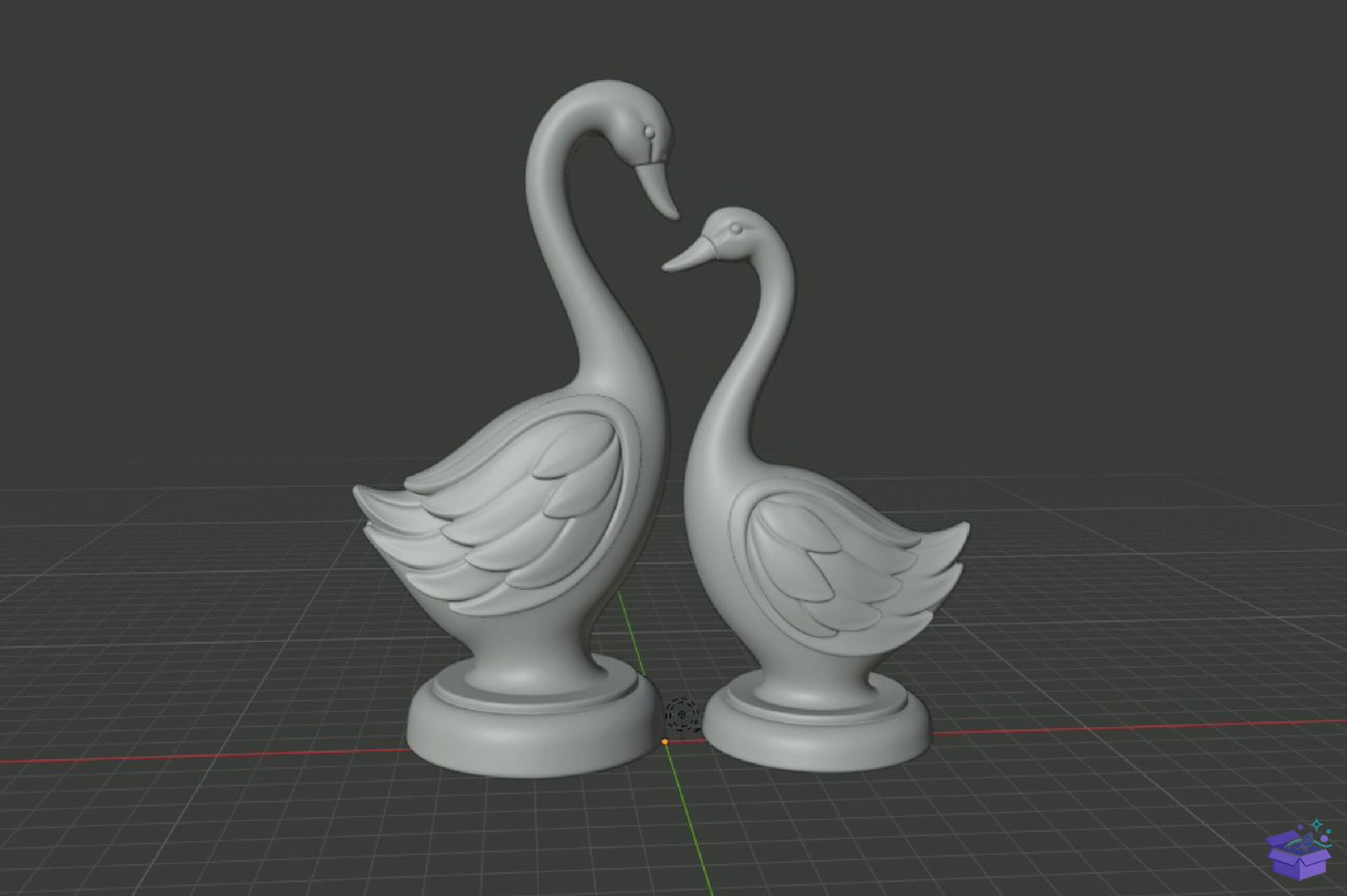 Swan Couple Decorative Heykel Biblo 3D Baskı - 3D Baskı ve Model Dosyası (STL, OBJ, 3MF) - detaylı önizleme 6