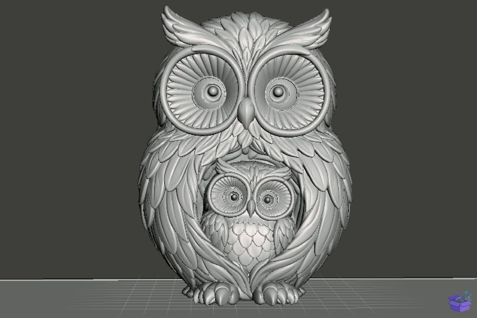 Cute Owl Family Sculpture 3D STL - 3D Baskı ve Model Dosyası (STL, OBJ, 3MF) - detaylı önizleme 3