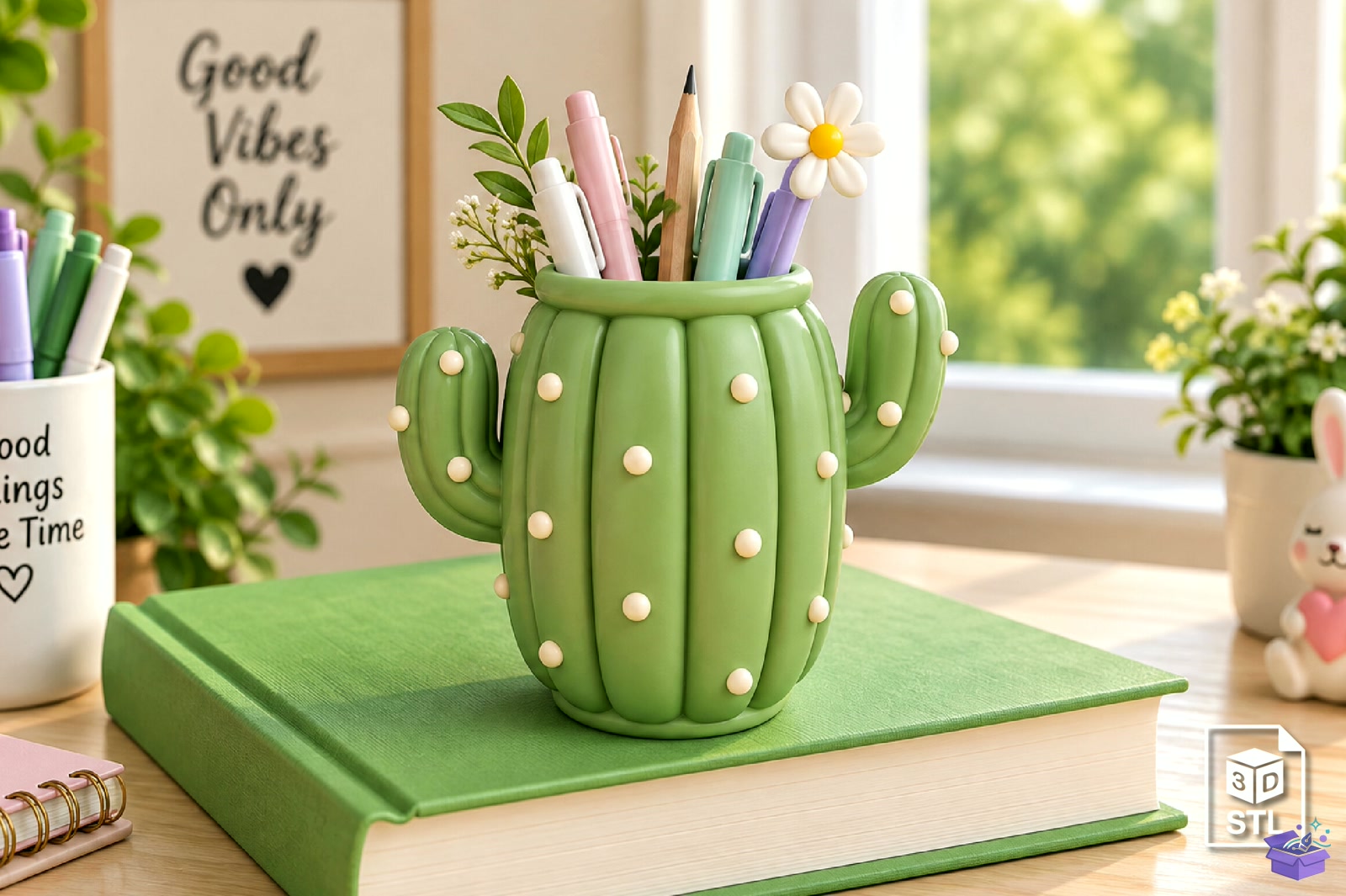 Cactus Masaüstü Kalemlik STL 3D Baskı - 3D Baskı ve Model Dosyası (STL, OBJ, 3MF)
