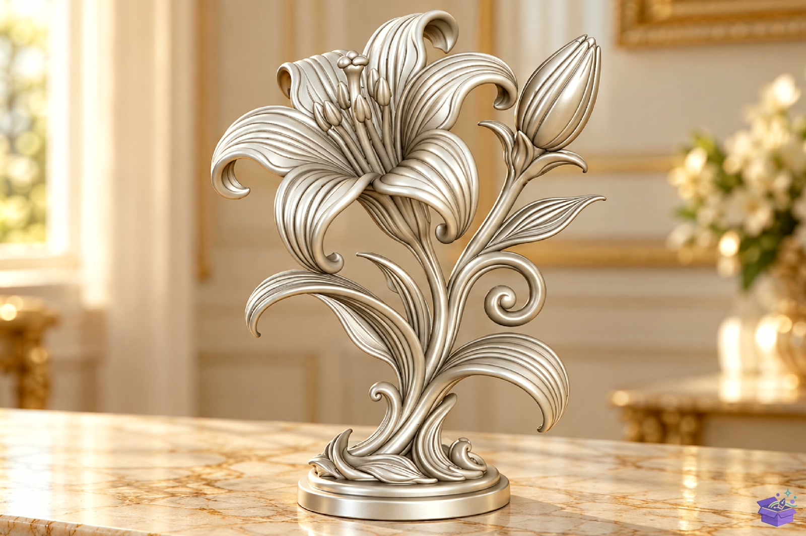 Elegant Lily Çiçek Sculpture 3D STL - 3D Baskı ve Model Dosyası (STL, OBJ, 3MF) - detaylı önizleme 2