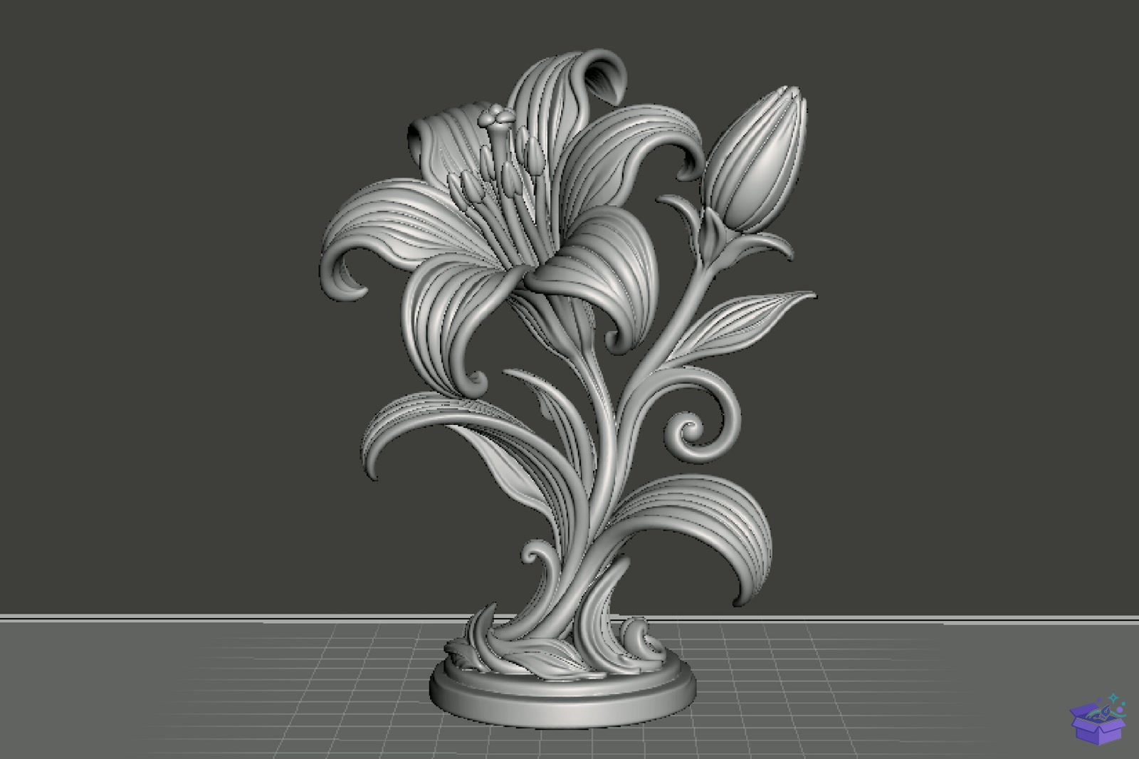 Elegant Lily Çiçek Sculpture 3D STL - 3D Baskı ve Model Dosyası (STL, OBJ, 3MF) - detaylı önizleme 3