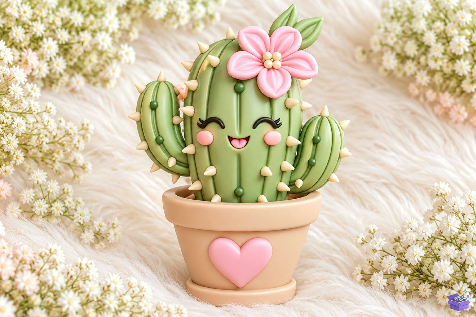 Cute Smiling Cactus İn Kalp Temalı Pot 3D STL - 3D Baskı ve Model Dosyası (STL, OBJ, 3MF) - detaylı önizleme 4