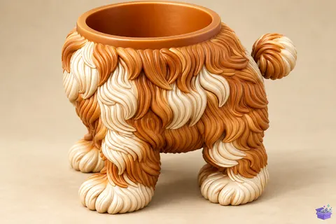 Fluffy Köpek Pencil Tutucu 3D STL - 3D Baskı ve Model Dosyası (STL, OBJ, 3MF) - 3D Baskı  İndir (STL, OBJ, 3MF)