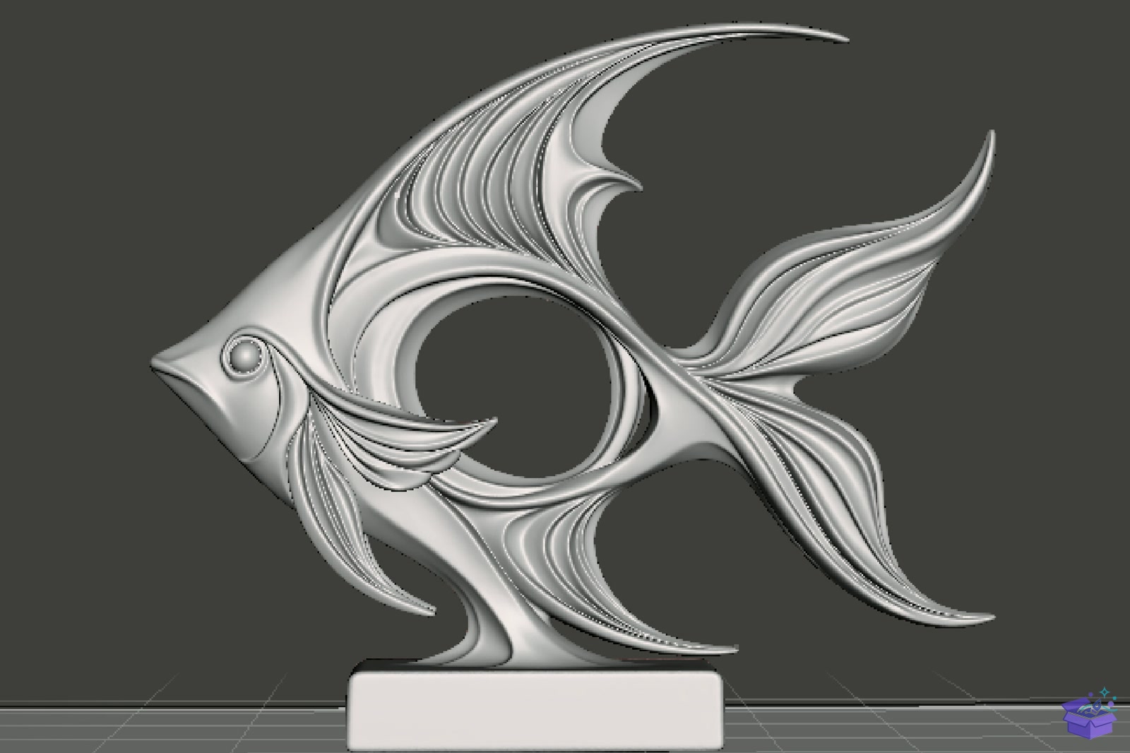 Elegant Ornamental Fish Sculpture 3D STL - 3D Baskı ve Model Dosyası (STL, OBJ, 3MF) - detaylı önizleme 3