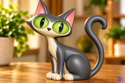 Cute Black Kedi Sculpture 3D STL - 3D Baskı ve Model Dosyası (STL, OBJ, 3MF) - 3D Baskı  İndir (STL, OBJ, 3MF)