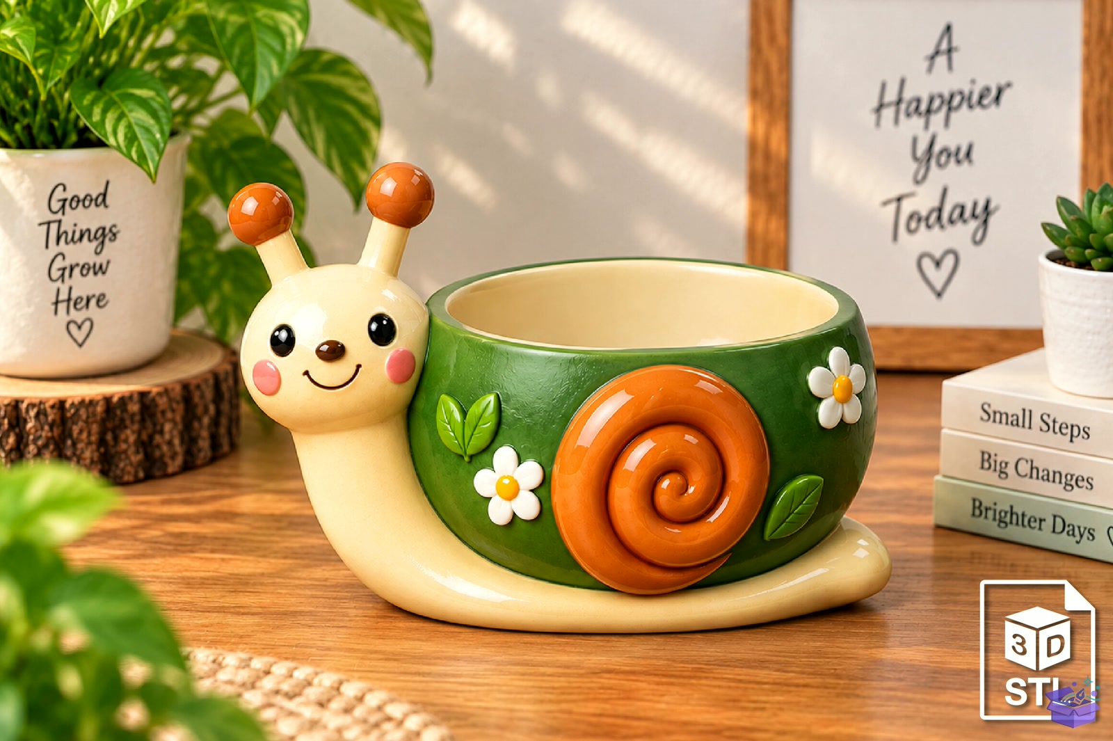 Cute Snail Saksı Tasarımı STL 3D Baskı - 3D Baskı ve Model Dosyası (STL, OBJ, 3MF) - 3D Baskı  İndir (STL, OBJ, 3MF)