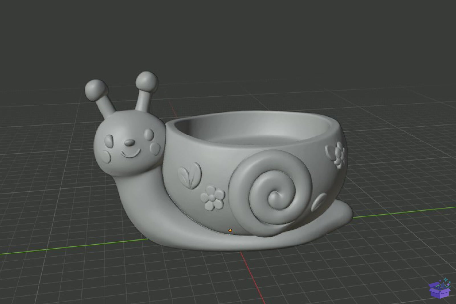 Cute Snail Saksı Tasarımı STL 3D Baskı - 3D Baskı ve Model Dosyası (STL, OBJ, 3MF) - detaylı önizleme 5