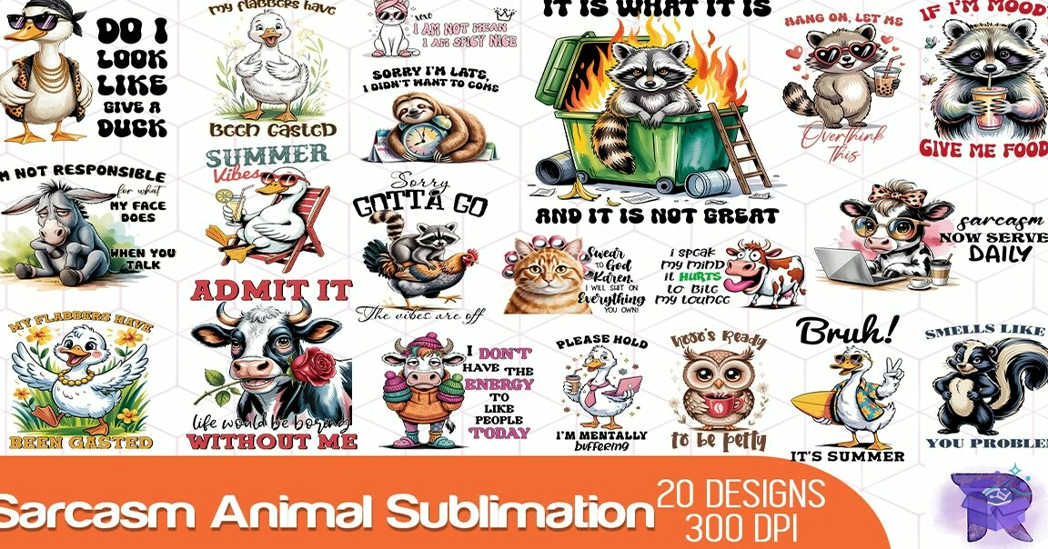 Sarcasm Animal Süblimasyon Baskı - DTF & Süblimasyon Baskı Tasarımı (SVG, DXF, EPS, PNG) - detaylı önizleme 2