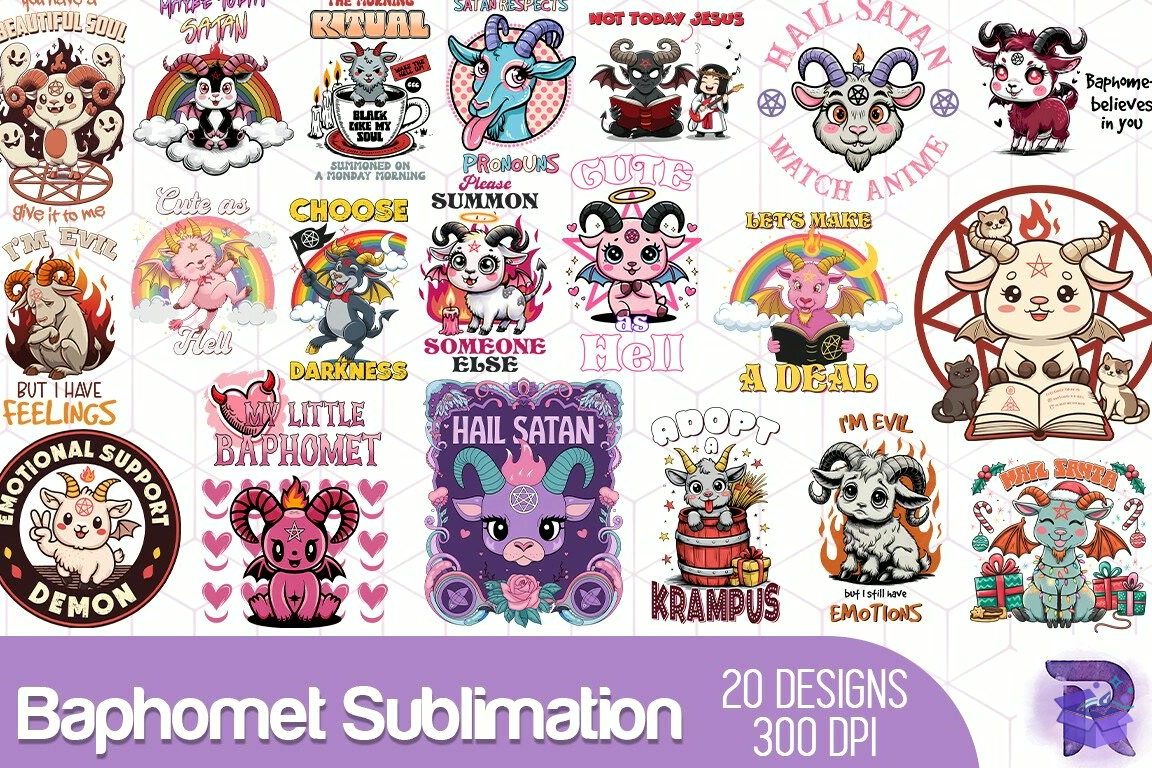 Funny Baphomet Süblimasyon Baskı - DTF & Süblimasyon Baskı Tasarımı (SVG, DXF, EPS, PNG)