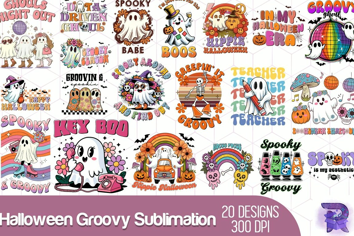 Cadılar Bayramı Groovy Süblimasyon Baskı - DTF & Süblimasyon Baskı Tasarımı (SVG, DXF, EPS, PNG)