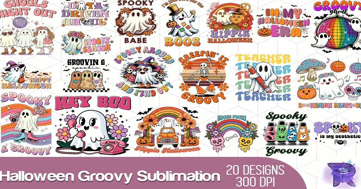 Cadılar Bayramı Groovy Süblimasyon Baskı - DTF & Süblimasyon Baskı Tasarımı (SVG, DXF, EPS, PNG) - detaylı önizleme 2