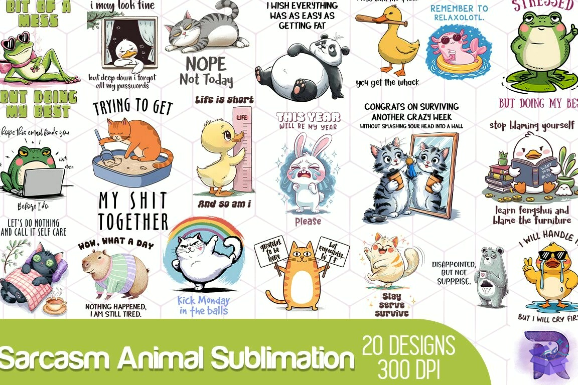 Sarcasm Animal Süblimasyon Baskı - DTF & Süblimasyon Baskı Tasarımı (SVG, DXF, EPS, PNG)