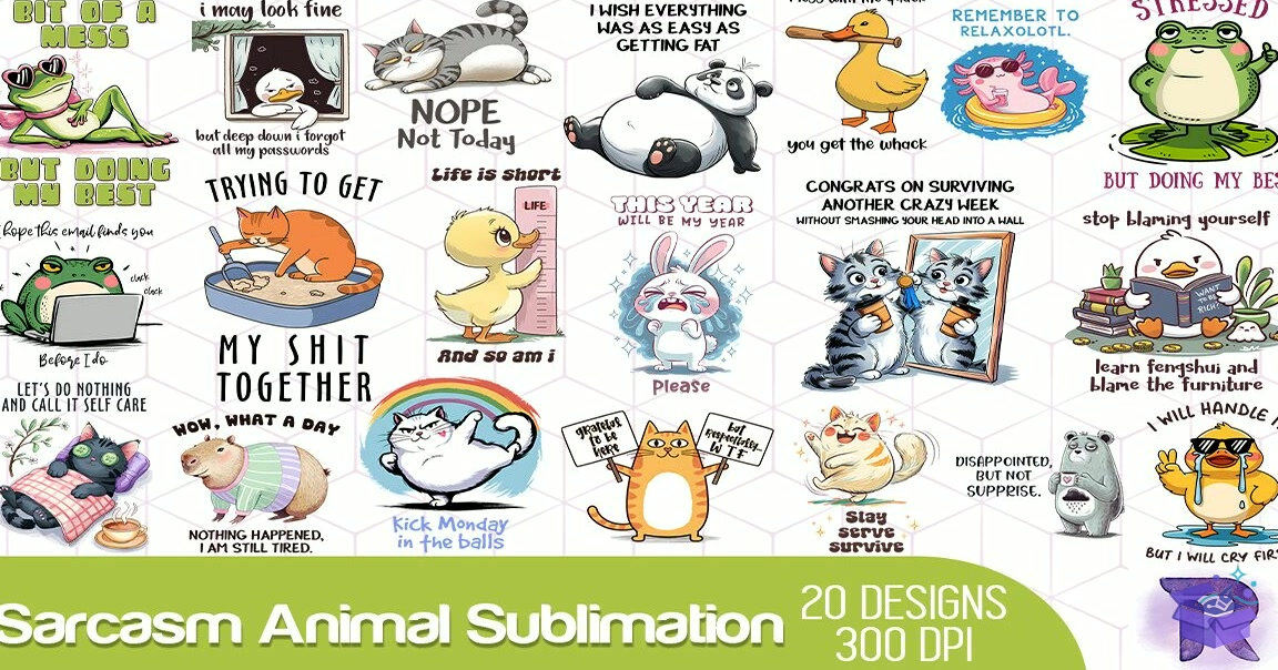 Sarcasm Animal Süblimasyon Baskı - DTF & Süblimasyon Baskı Tasarımı (SVG, DXF, EPS, PNG) - detaylı önizleme 2