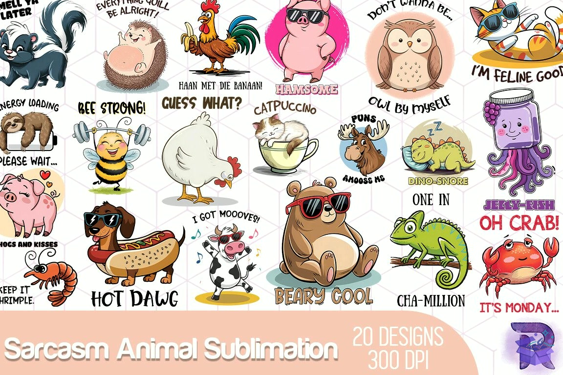 Sarcasm Animal Süblimasyon Baskı - DTF & Süblimasyon Baskı Tasarımı (SVG, DXF, EPS, PNG) - Vektörel Tasarım ve İndirilebilir Çizim Dosyası