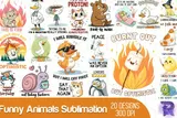 Funny Animals Süblimasyon Baskı - DTF & Süblimasyon Baskı Tasarımı (SVG, DXF, EPS, PNG) - detaylı önizleme 1