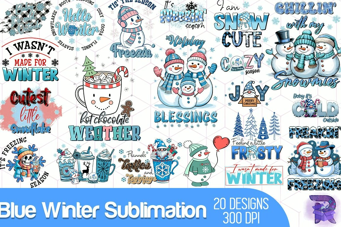 Blue Winter Süblimasyon Baskı - DTF & Süblimasyon Baskı Tasarımı (SVG, DXF, EPS, PNG)