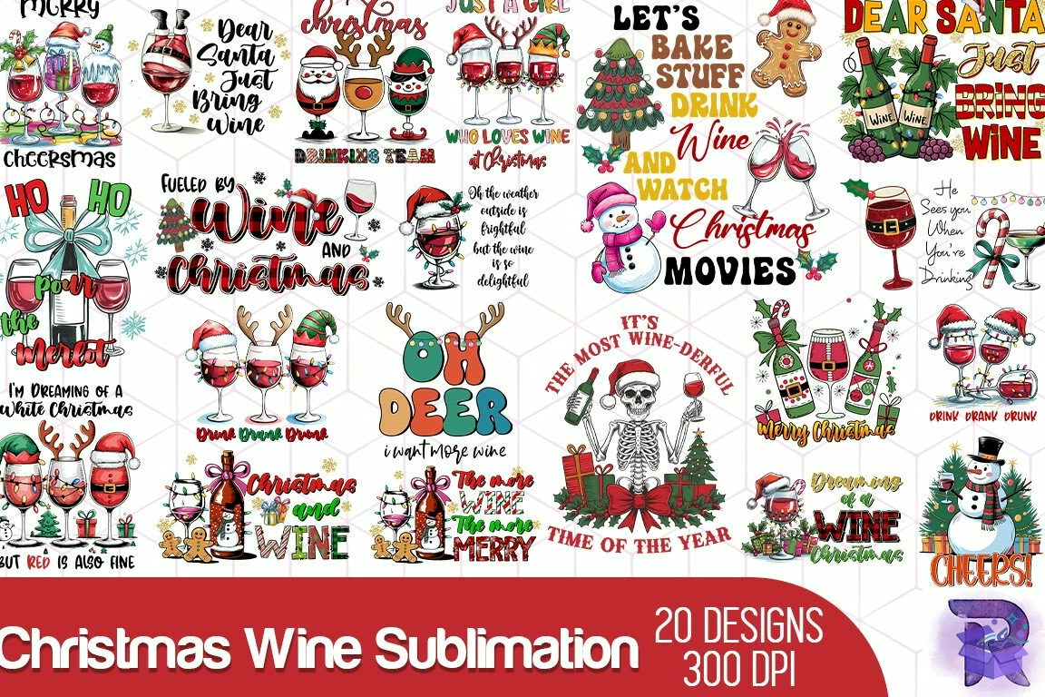 Yılbaşı Wine Süblimasyon Baskı - DTF & Süblimasyon Baskı Tasarımı (SVG, DXF, EPS, PNG)