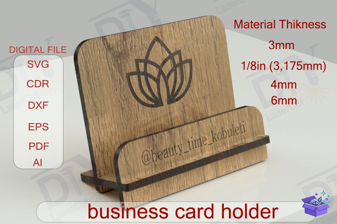 Business Card Tutucu - Lazer Kesim ve Çizim Dosyası (SVG, DXF, EPS, PNG)
