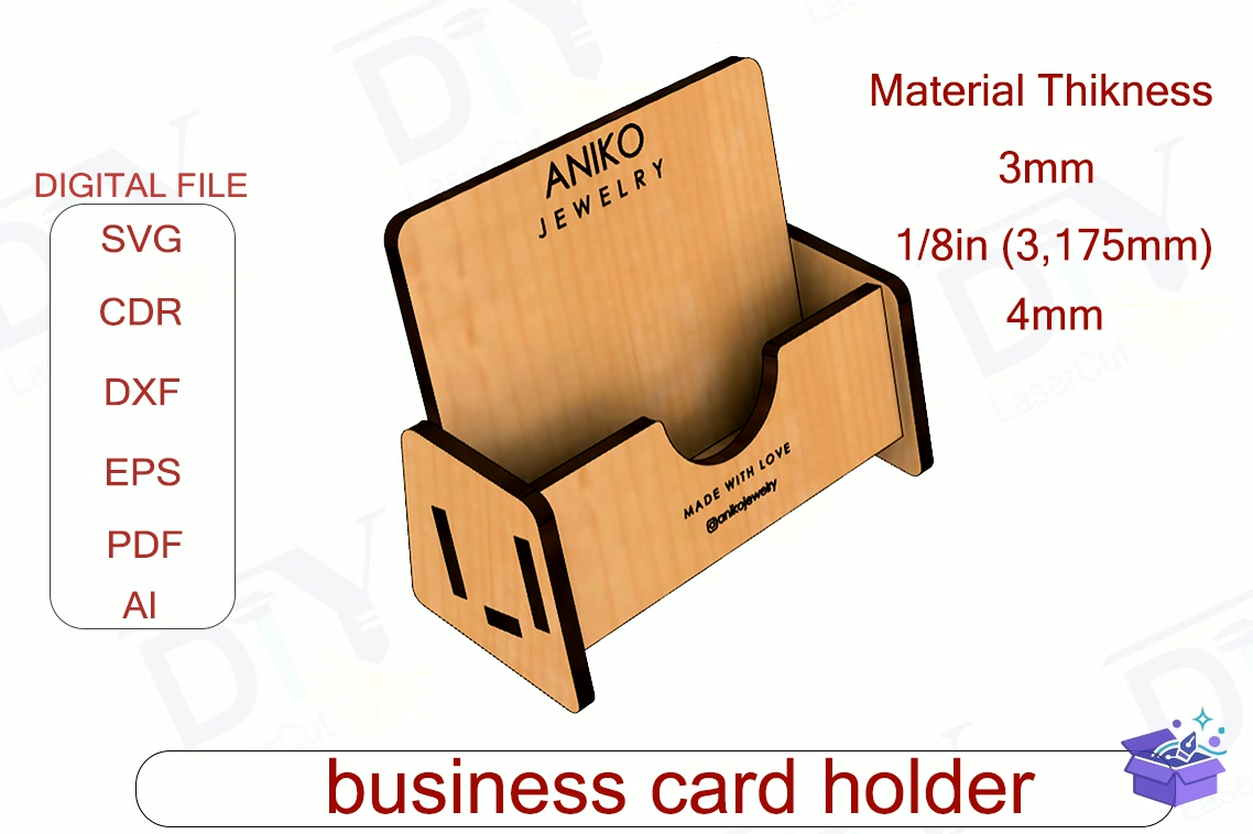 Business Card Tutucu Laser SVG - Lazer Kesim ve Çizim Dosyası (SVG, DXF, EPS, PNG)
