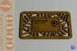Business Card Floral Leaf Ahşap Lazer Kesim - El İşi ve Kesim Dosyası (SVG, DXF, EPS, PNG) - detaylı önizleme 3